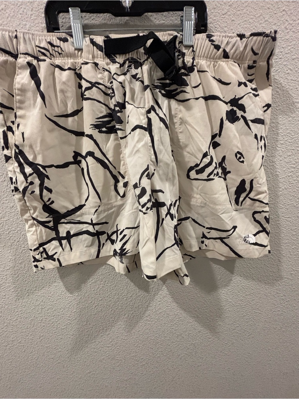 The North Face Women's Cream Shorts with Black Abstract Print